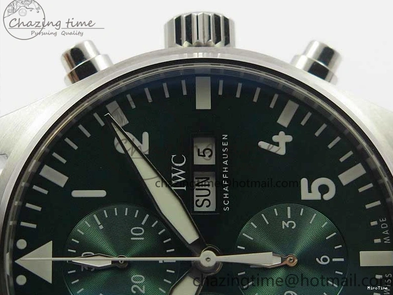 MIROTIME 0103 Pilot Chrono IW377726 ZF 1:1 Best Edition Green Dial on Brown Leather Strap A Trendsetting 7125